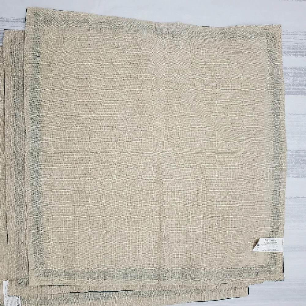 Pier 1 Napkins - Teal Velvet Trim - 4pcs *